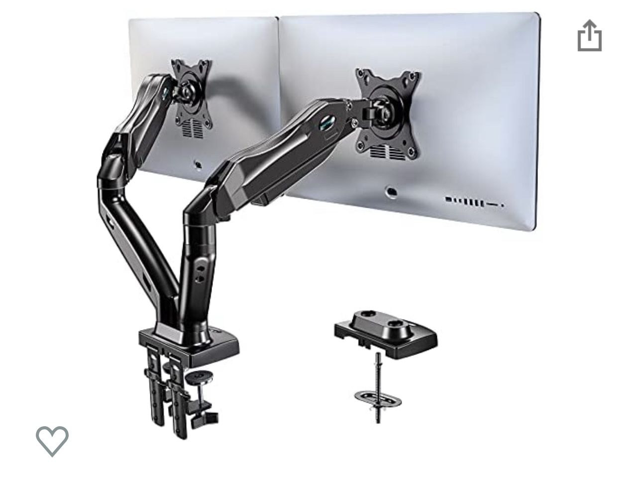 HUANUO Dual Monitor Stand, Adjustable Spring Monitor Desk Mount Swivel Vesa Bracket with C Clamp/Grommet Mounting Base for 17 to 27 Inch Computer Scre