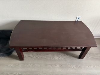 Dark Wood Coffee Table with Lower Shelf