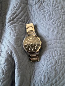 Emporio Armani Chronograph Watch – Stainless Steel – Black Dial