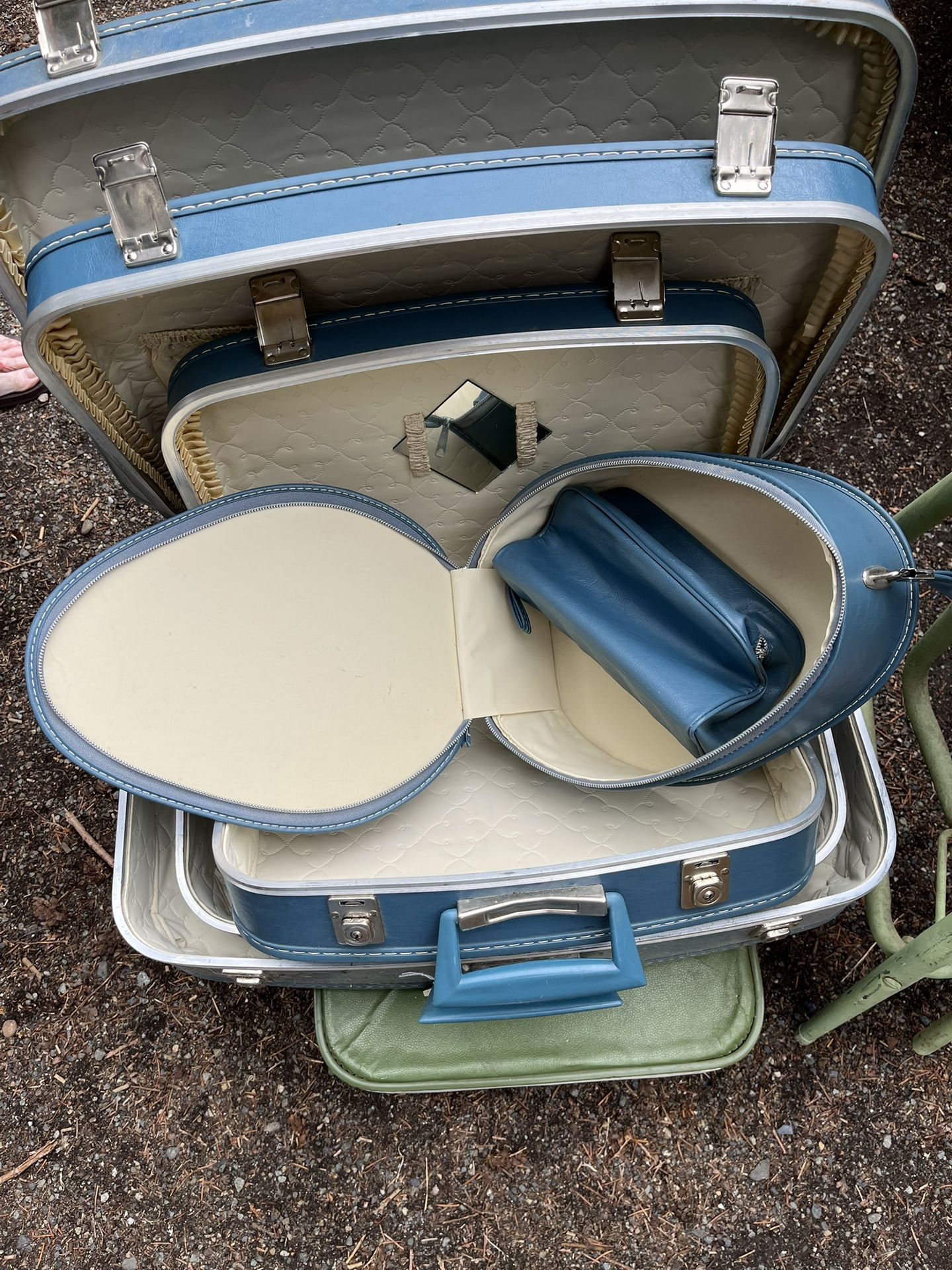1960S Vintage French Blue Luggage