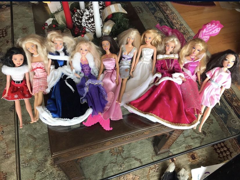 Lot Of 13 Barbies And Princesses Collectable Dolls + Accessories 