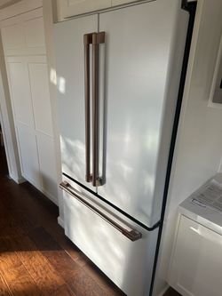 Café French Door Refrigerator Matte White Bronze Handles