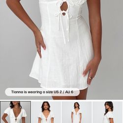 Princess Polly Puff Sleeve White Dress (size 8)