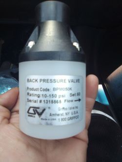 Griffco back pressure valve brand new