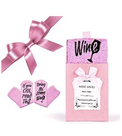 Wine Gifts for Women Her, Christmas Present Funny Gifts for Mom Grandma Friend, Birthday Gift Ideas, If You Can Read This Bring Me Some Wine Socks, S