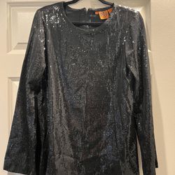 Tory Burch black sequin top