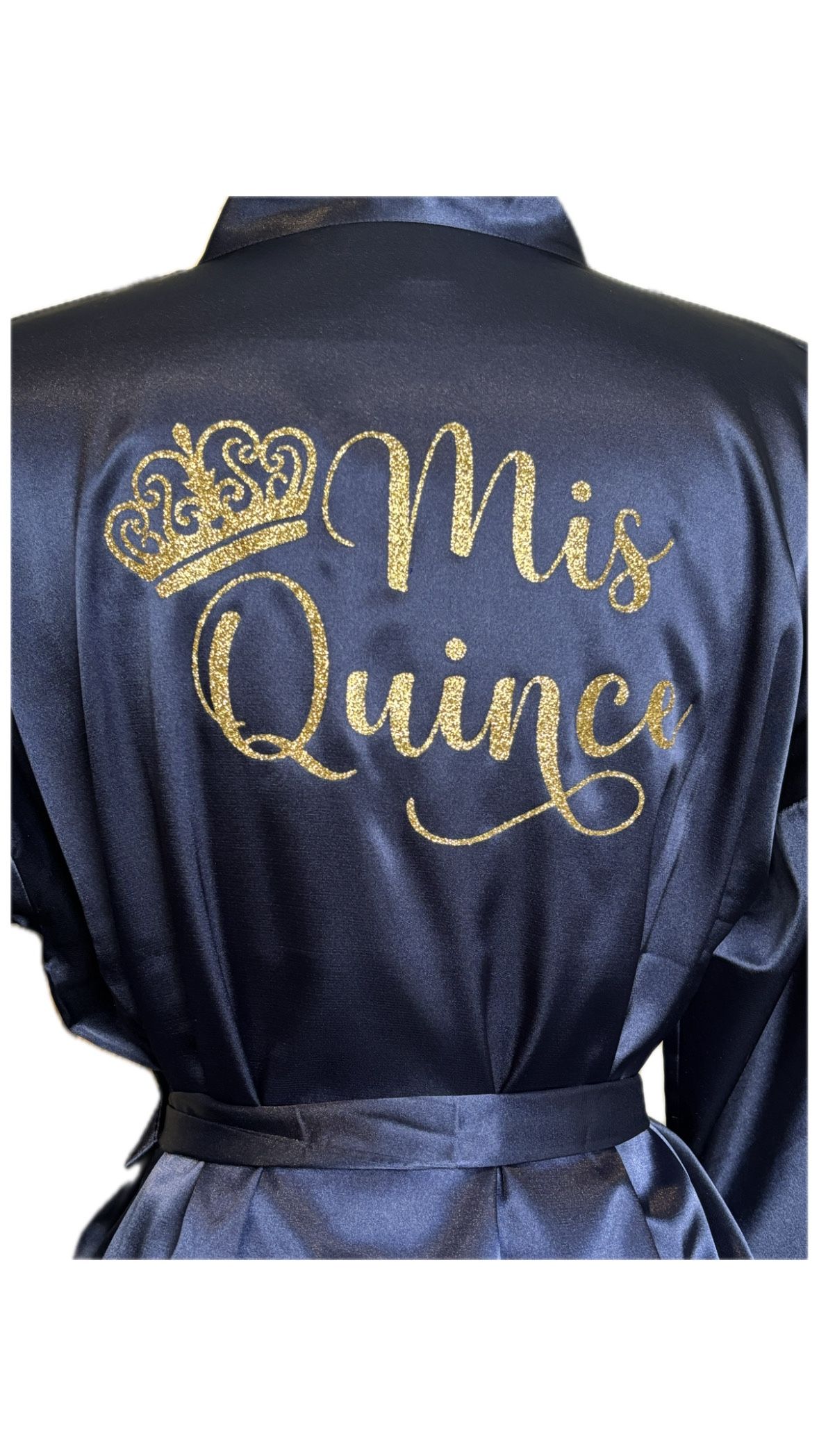 Navy Blue Satin Quince Robe