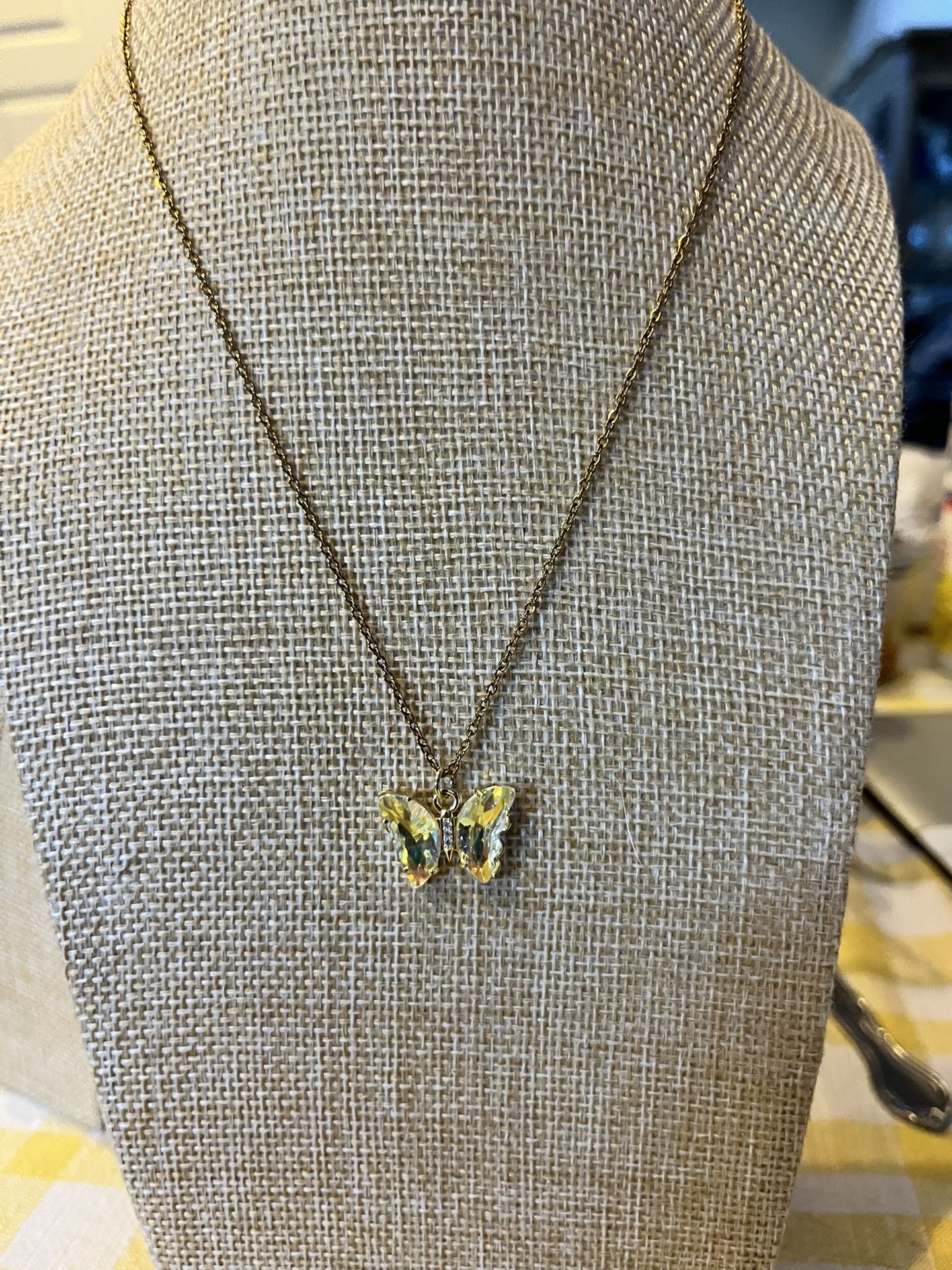 Light Yellow Butterfly Necklace