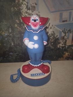 BOZO The World's Most Famous Clown Tele Mania Telephone 1988 HPC 11 1/2" tall.