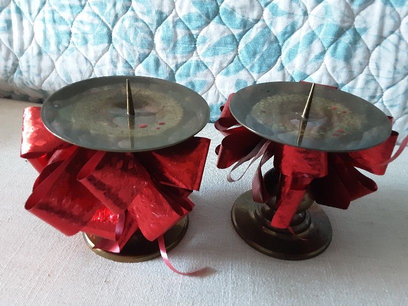 Two Brass Candle Holders