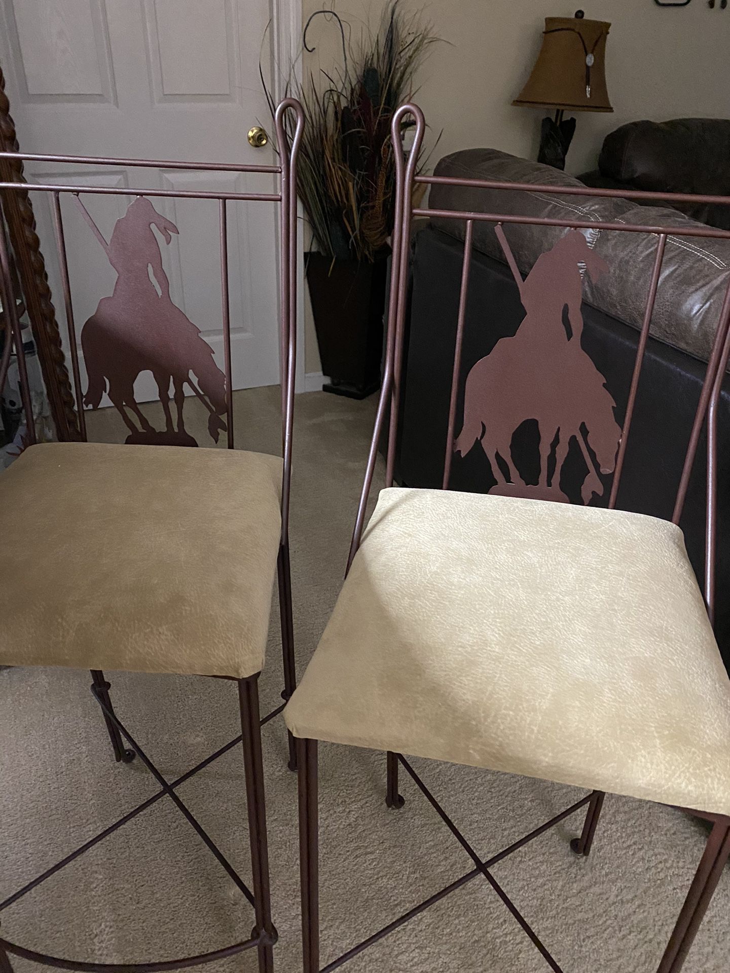3 western bar stools metal