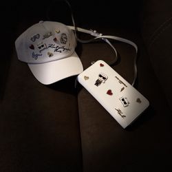 White Karl Lagerfeld Cross Body Wallet & Hat