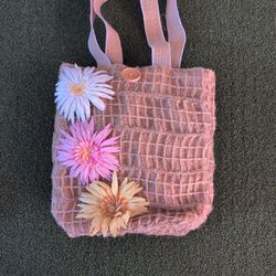 Handmade Burlap Floral Handbag