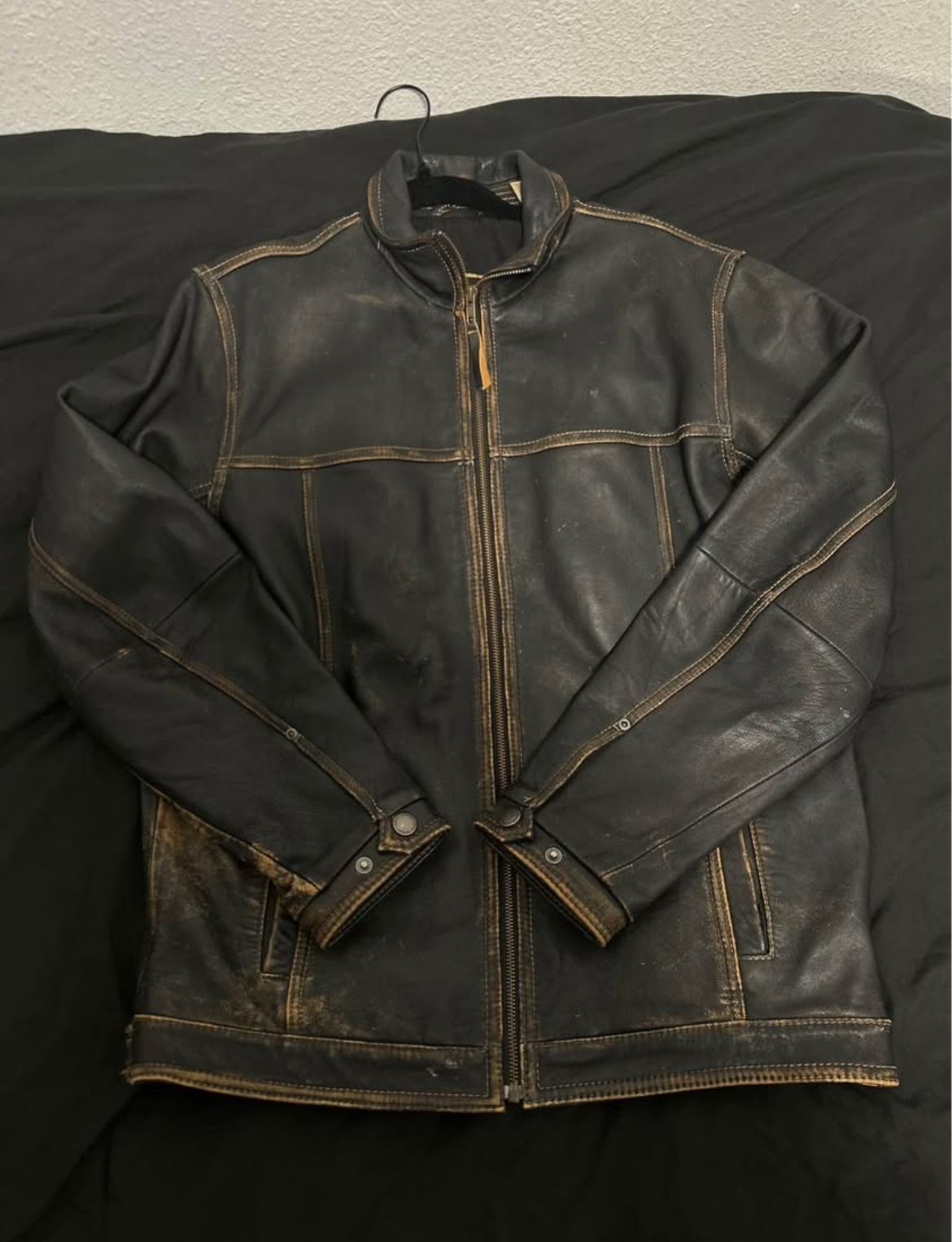 black leather jacket