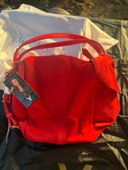 Vanessa Williams Red Suede Shoulder Bag