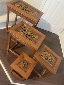 Asian Hand Carved Nesting Tables