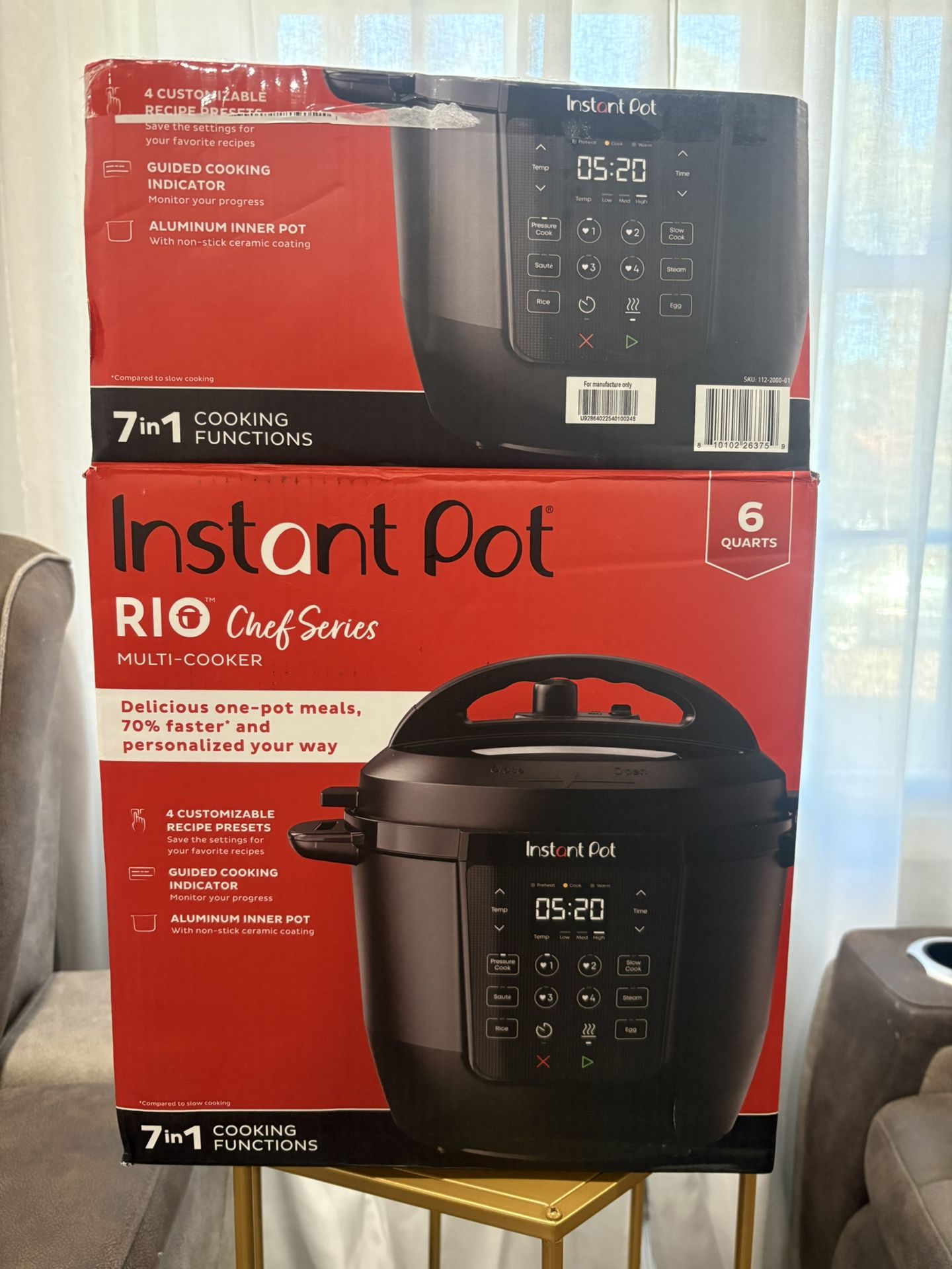 Instant Pot Multicooke Pot 7 in 1 RIO Chef Series 6 Quart, Pressure Cooking, Slow Cooker and More, B