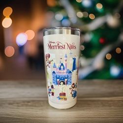 DISNEY MERRIEST NITES 20oz TUMBLER Holiday Stainless Steel Disneyland 2021 - NEW