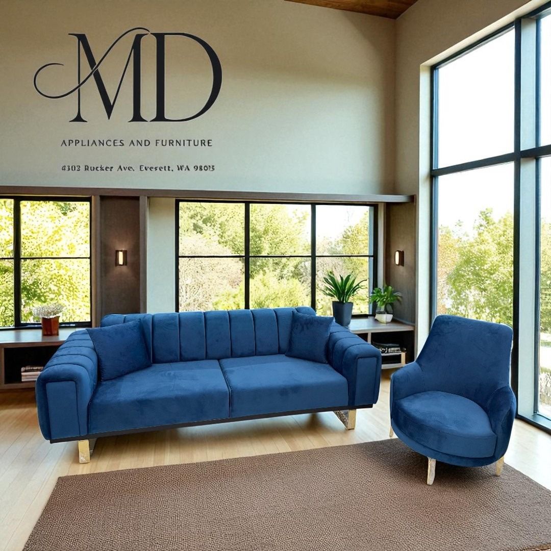 Modern Blue Sofa Anda Armchair