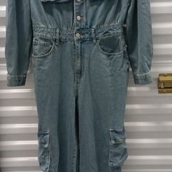 Shein Ladies Long Sleeve Denim Jumpsuit Size S