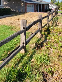 Split rail fence posts and rails