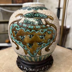 chinese antique crack glaze jar 13cm