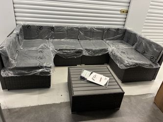 (Free Delivery) BRAND NEW in Box 105” X-L Ushaped Sofa Wicker Set Outdoor & Patio Furnitures Set