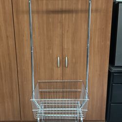 Chrome clothing rack w/basket