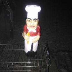 It's A Wooden Italian Chef Wine Holder For Kitchen Or Pizzeria Etc