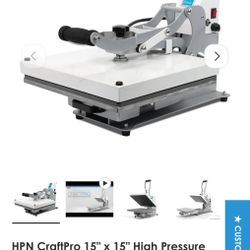 Heat Press CraftPro 15" x 15" High Pressure Crafting Transfer Machine