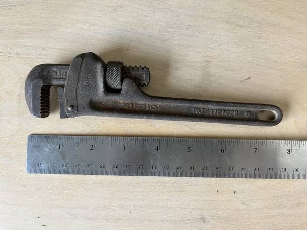 Vintage Ridge Tool Co. Ridgid 8" Pipe Wrench Elyria Ohio USA