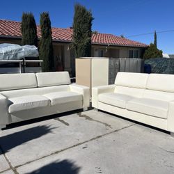 Matching White Sofa Set! (pealing On Mainly One Sofa) 