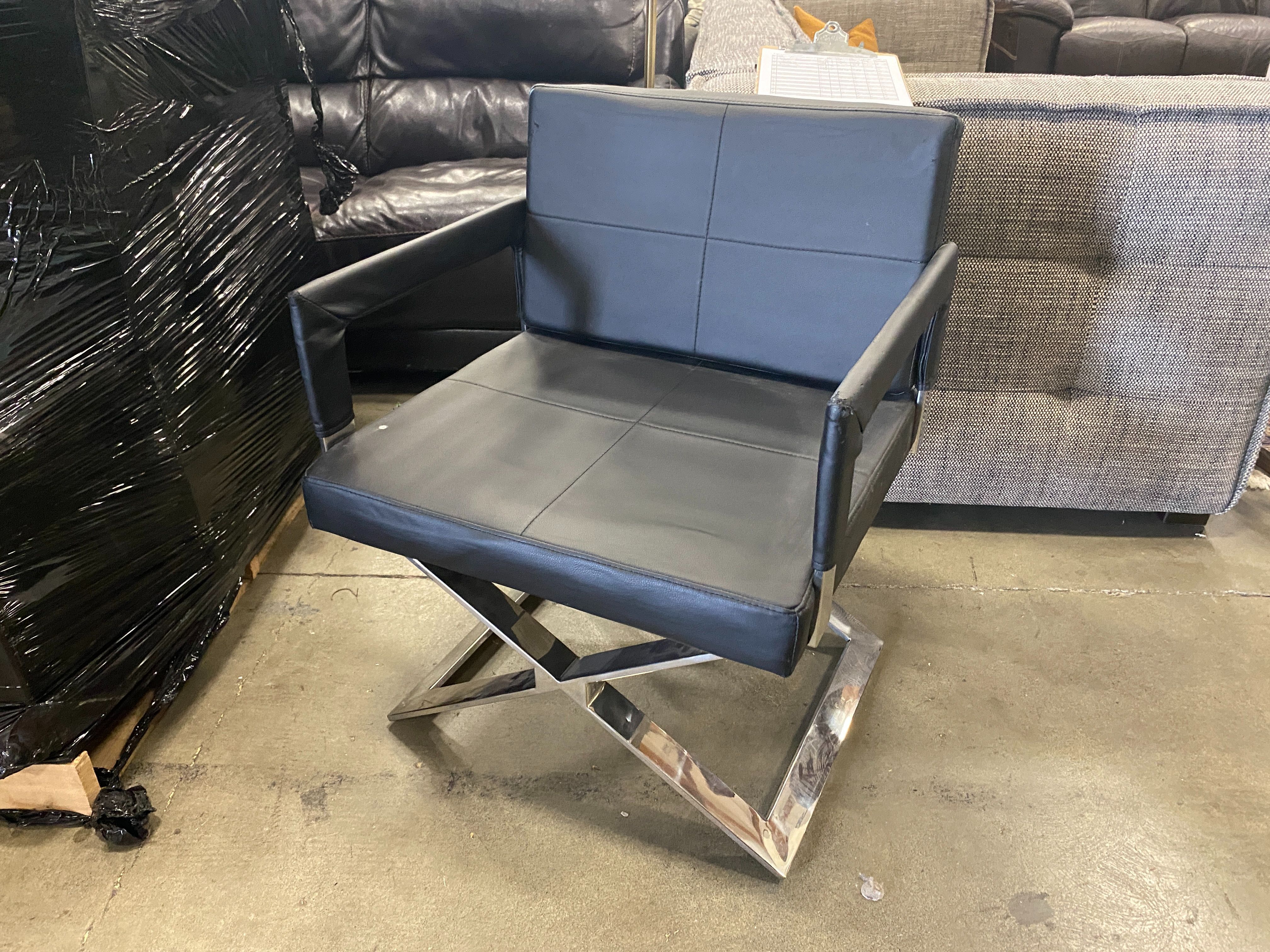 Black Faux Leather X Legged Directors Chair