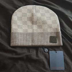 Luxury grey plaid beanie