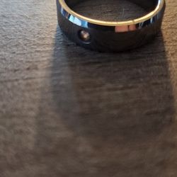 Ring, wedding, Silver colored Tungsten with small diamond