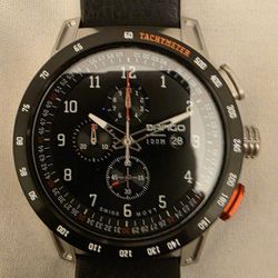 DANGO PRODUCTS CHRONO WATCH ITALIAN LEATHER STRAP JET BLACK