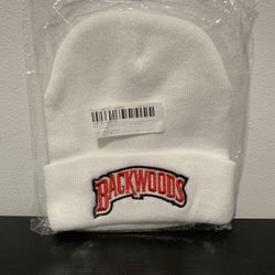 Backwoods Beanie NEW Rolled Embroidered Hat White Red Hat