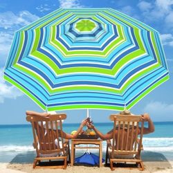 PRICE IS FIRM! NEW! OZMI 6.5FT Large Beach Umbrella Portable Outdoor Umbrella with UPF50+ UV Protection