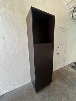 Tall 2 Door 4 Tier Dark Black Brown Shelving Unit