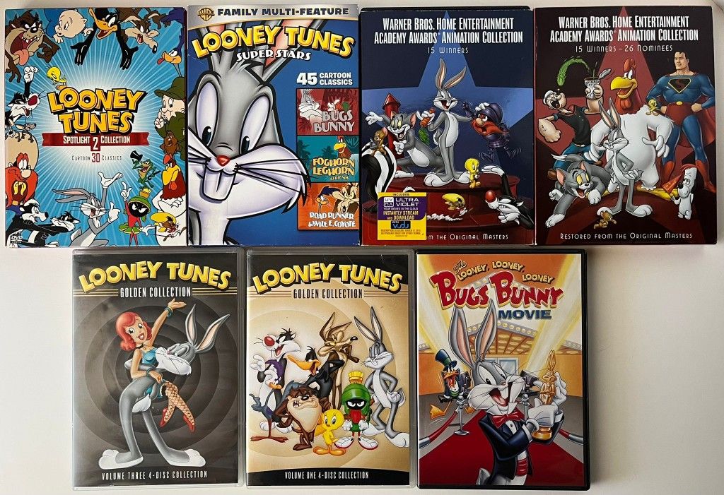 Lot of 7 Looney Tunes & WB DVD (Golden Col, Animation Col, Super Stars, B Bunny)
