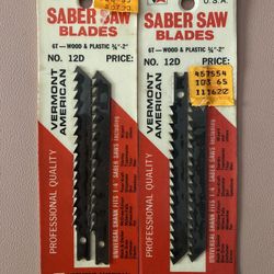 Vermont American Saber Saw Blades No 12D Wood & Plustic 3/4”-2” Universal Shank Fits 1/4” Saber Saws