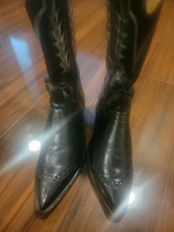 Mens Tony Lama black leather cowboy Boots