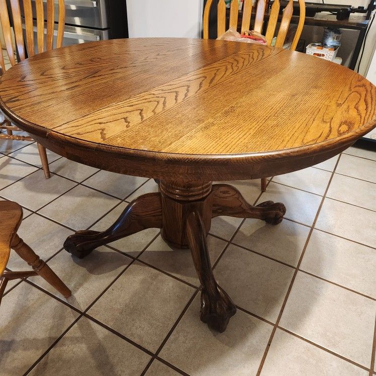 Oak Wood Table w/ two chairs
