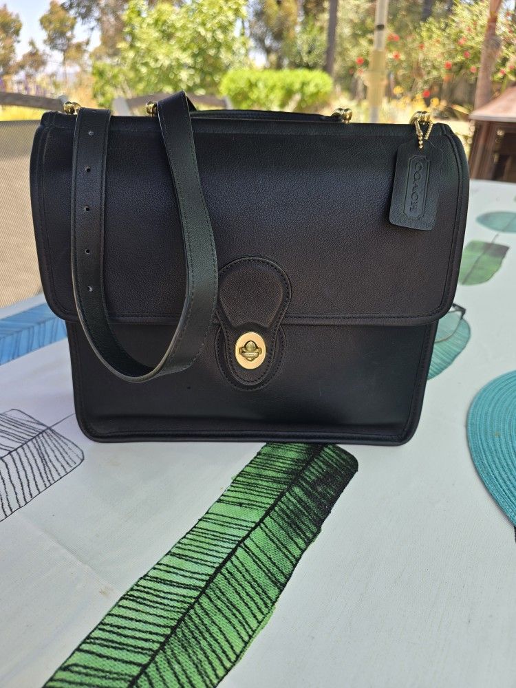 Vintage Coach Black Leather Willis Crossbody/ Satchel Bag 9927 NWT