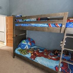 Twin Solid dark grey wood bunk bed