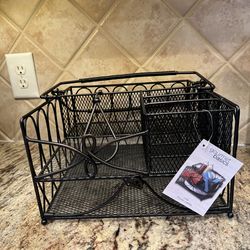 New Gourmet Basics By Mikasa Metal Loop Kitchen Picnic Caddy Holder Organizer With Handles For Paper Plate, Utensils, Cups, Bowls, Condiment