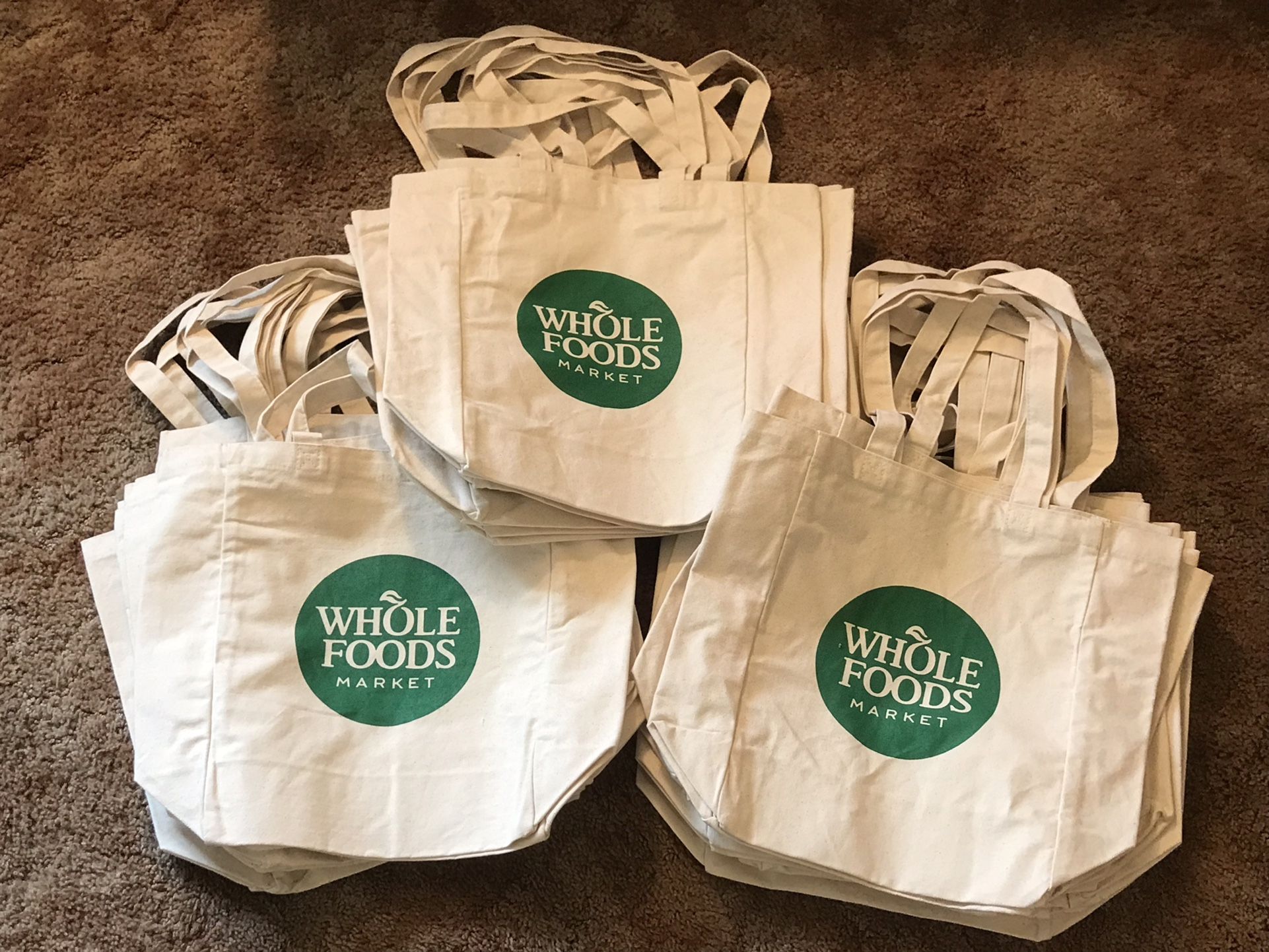 REUSABLE CANVAS WHOLE FOODS TOTE BAGS..
