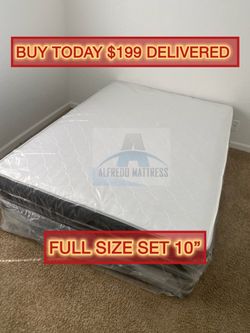 NEW FULL SIZE 54x75” MATTRESS AND BOX SPRING-2pcs