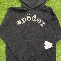 Black Rhinestone VVS Sp5der Hoodie Size M