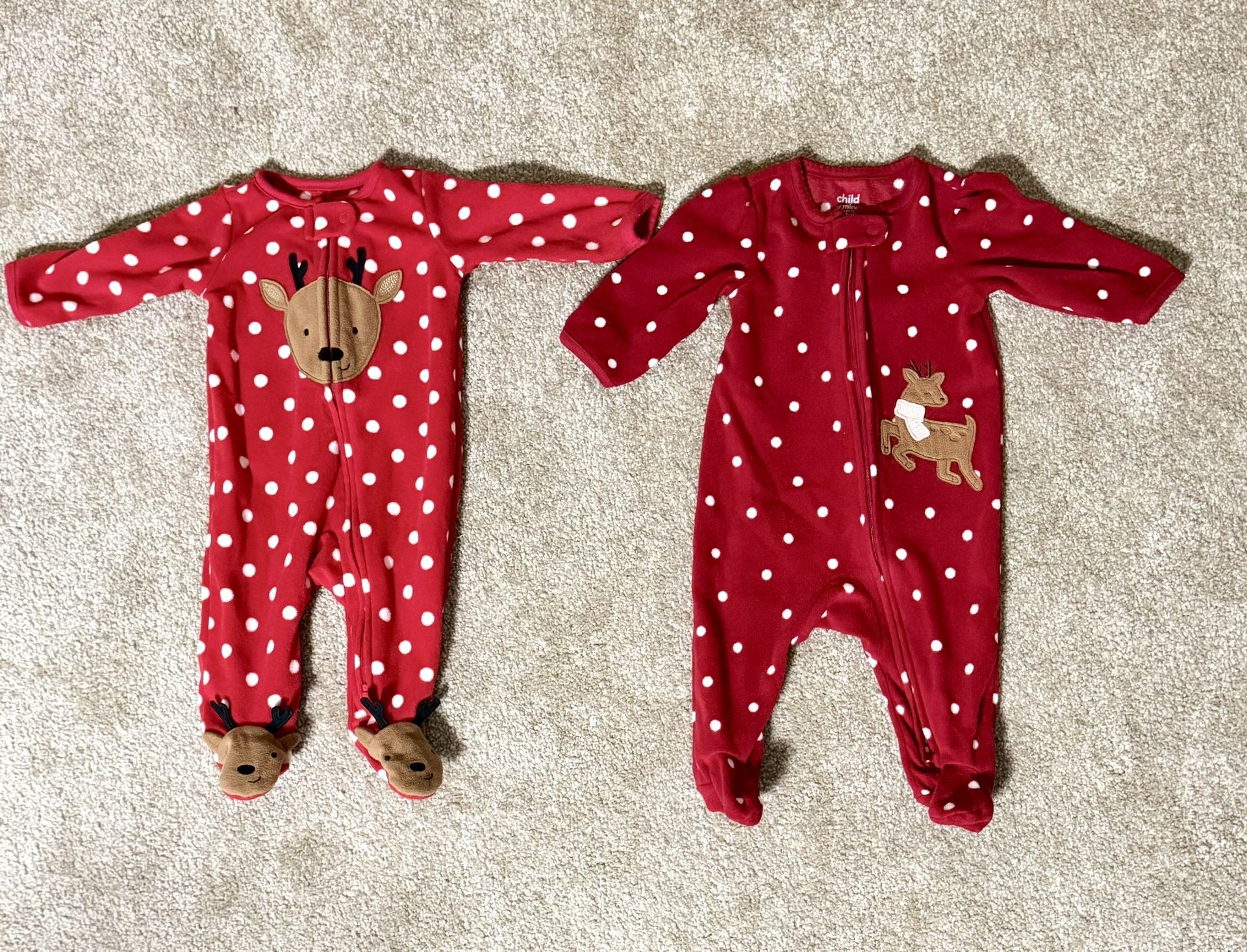 0-3 Months Warm Fleece Christmas Pajamas